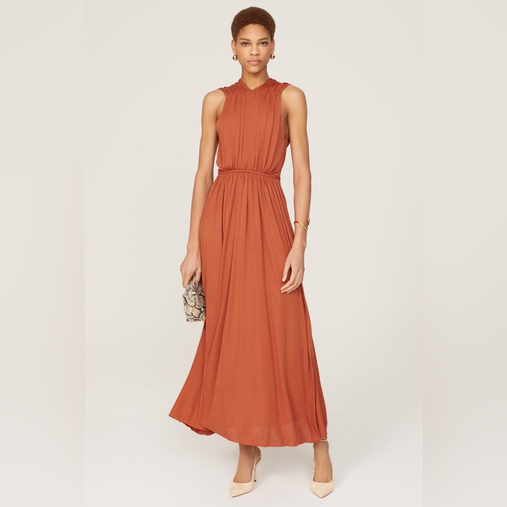 Another Tomorrow Shirred Open Back Dress
